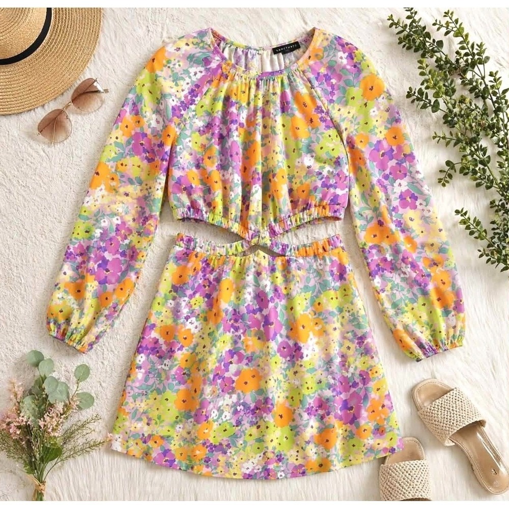Sanctuary Fresh Garden NWT Cut Out Floral Multi Color Mini‎ Dress Size Large - Picture 4 of 10